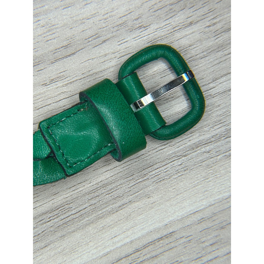 Green Leather Belt Braided Size S Boho Vintage - Picture 4 of 9